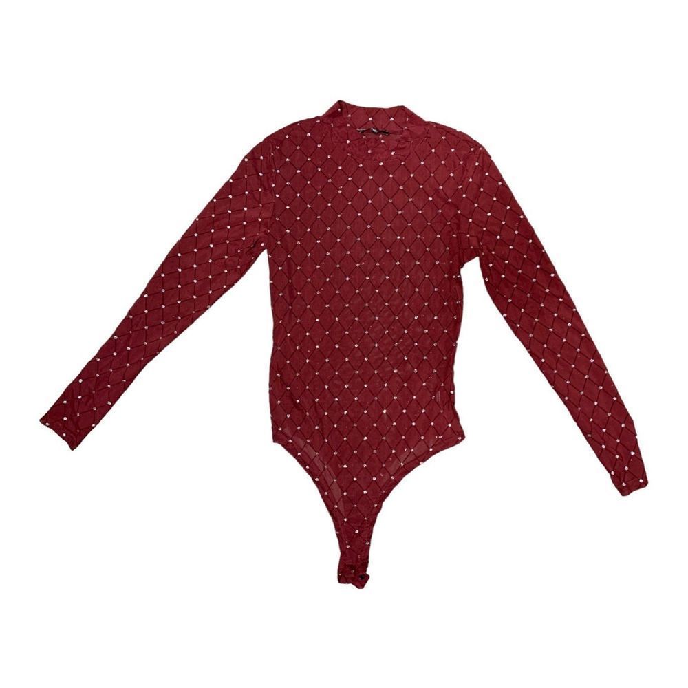 Blashe, Martin / Red with Silver Dot Glitter / Sparkles Bodysuit, Medium, NWT.
